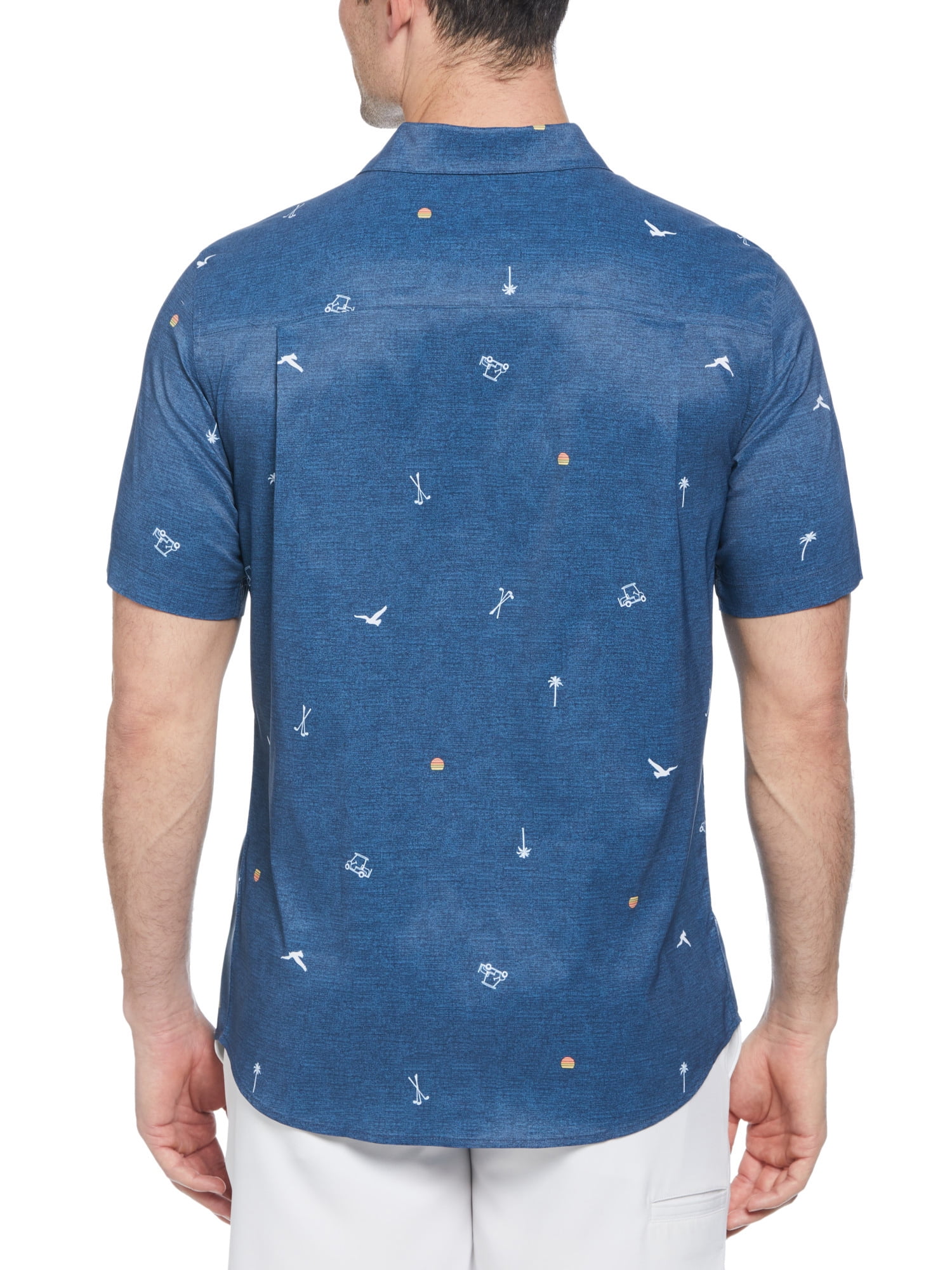 Ben Hogan Men’s and Big Men’s Conversational Print Short Sleeve Button-Down Golf Shirt, Up to Size 5XL