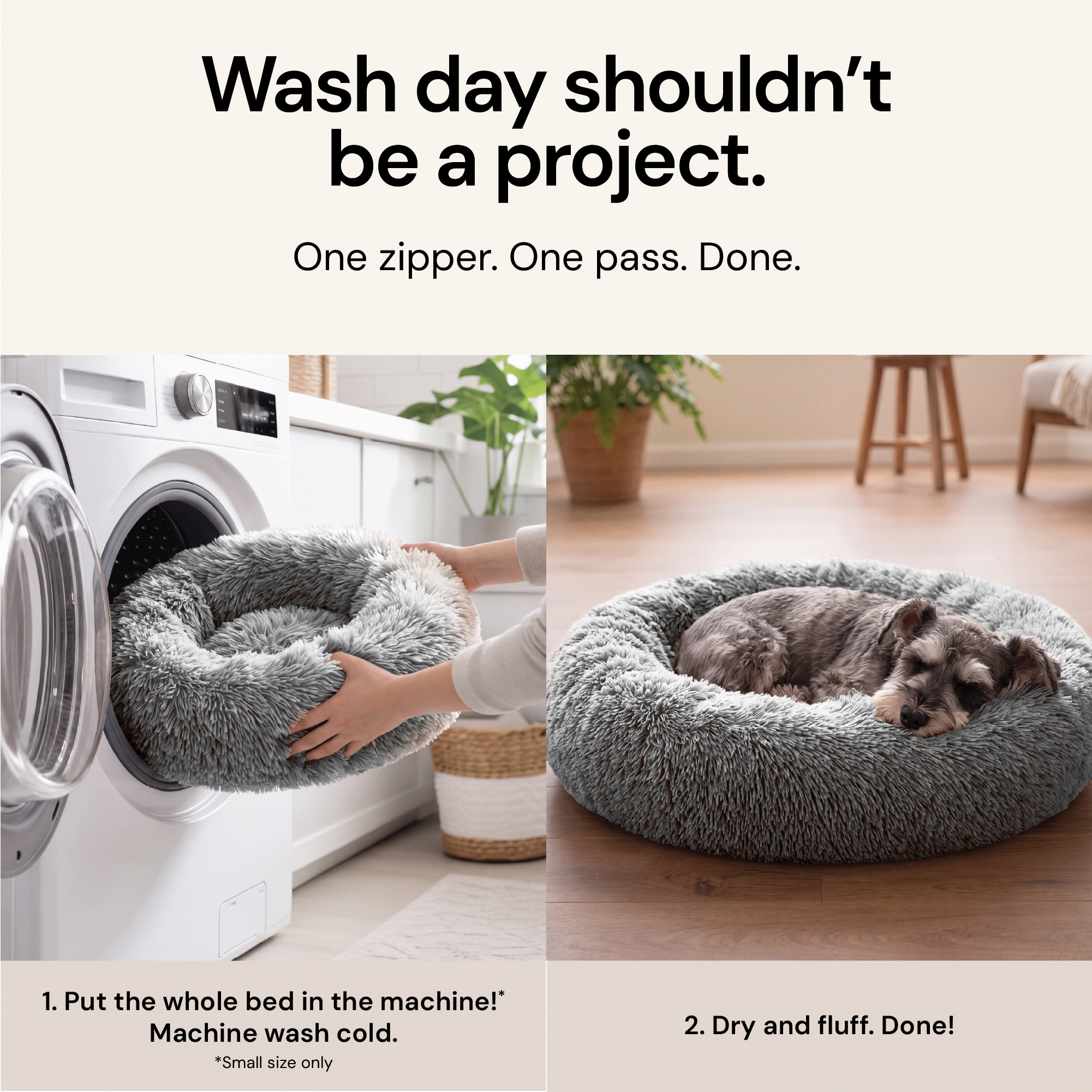 FurHaven Calming Cuddler Donut Pet Bed, Small, Mist Gray photo 7