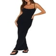 thumbnail image 3 of Robe Débardeur Ajustée à Bretelles Spaghetti pour Femmes Été Sans Manches Côtelée Longue, 3 of 7