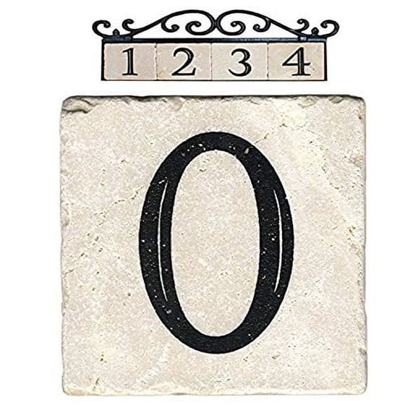 NACH Marble Tile Address Number for Outdoor Address Plaque, House Number Sign, Classic House Number Tile, Wall Decor, #0, Beige, 4 x 4", AZ-CLASSIC-0