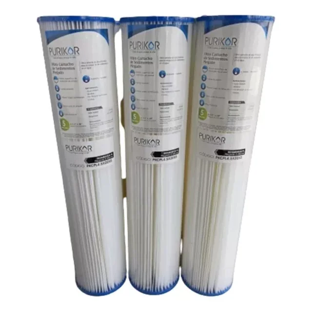 3 Cartuchos Sedimentos Plegable de 20 Micras, 4.5" X 20"