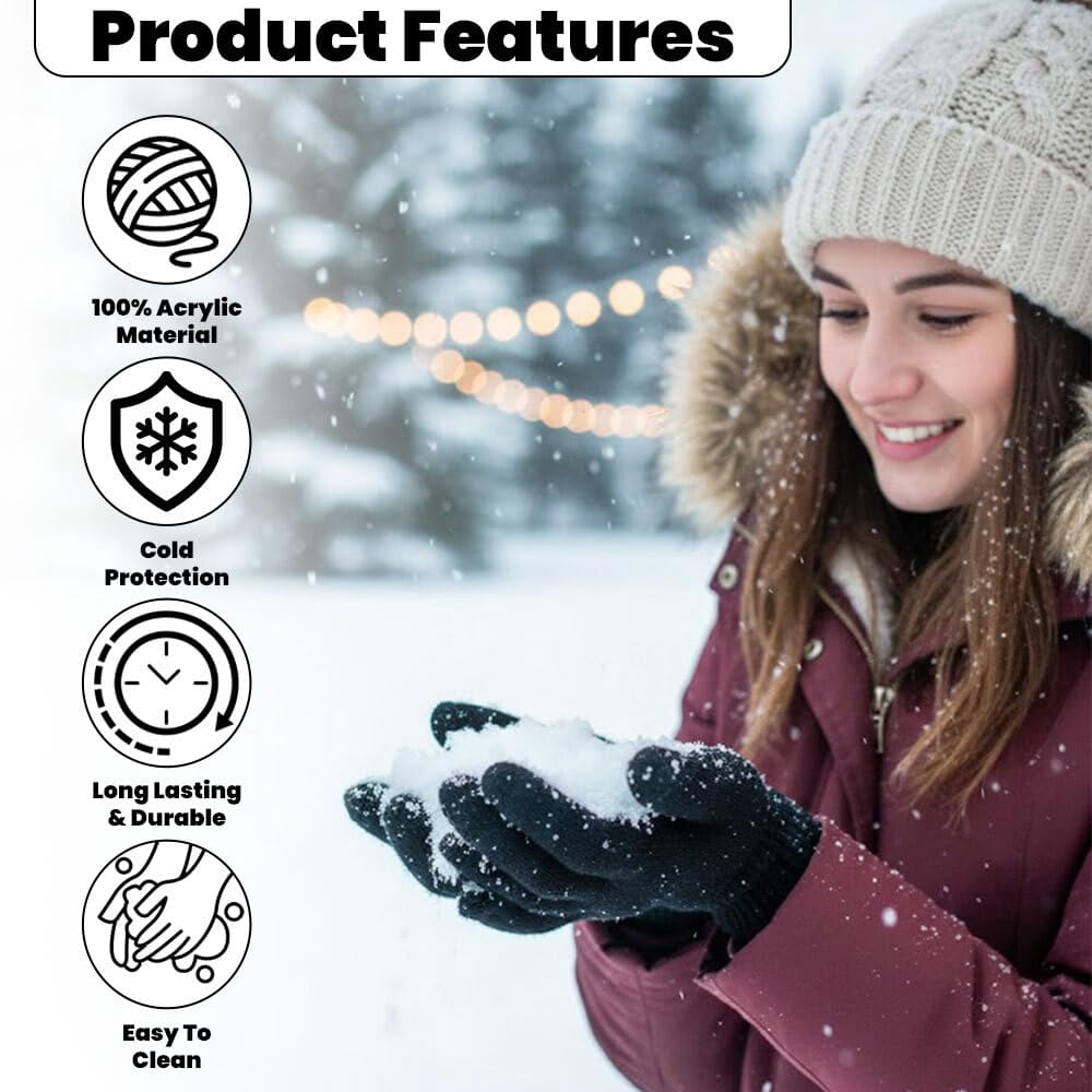 120 Pack of Yacht & Smith Wholesale Gloves, Bulk Thermal Winter Glove (Assorted Solid Gloves)