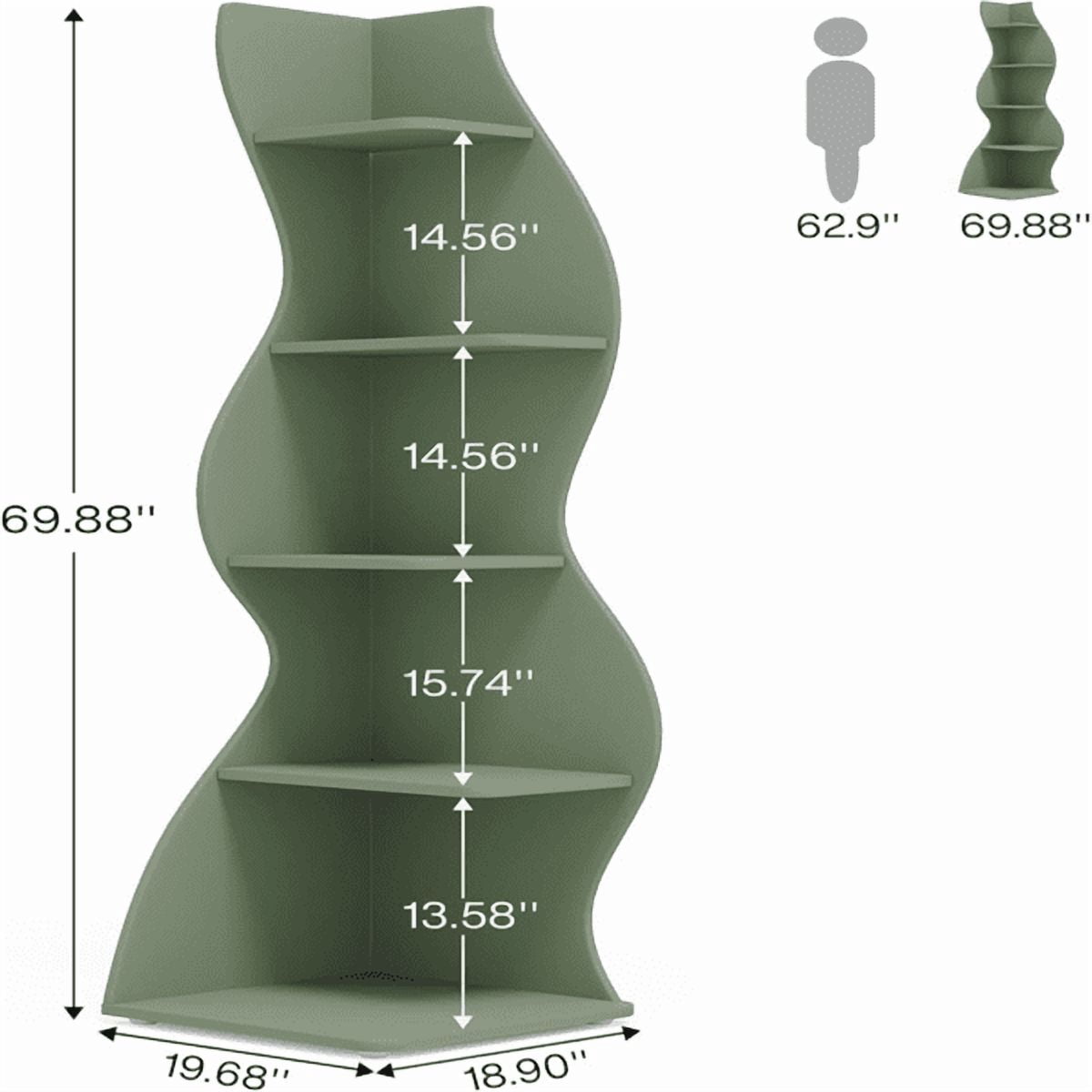 5-Tier White Shelving Unit Sea Grass-Inspired Design, Adjustable Shelves, High-Quality Board, Modern Storage for Home/Office