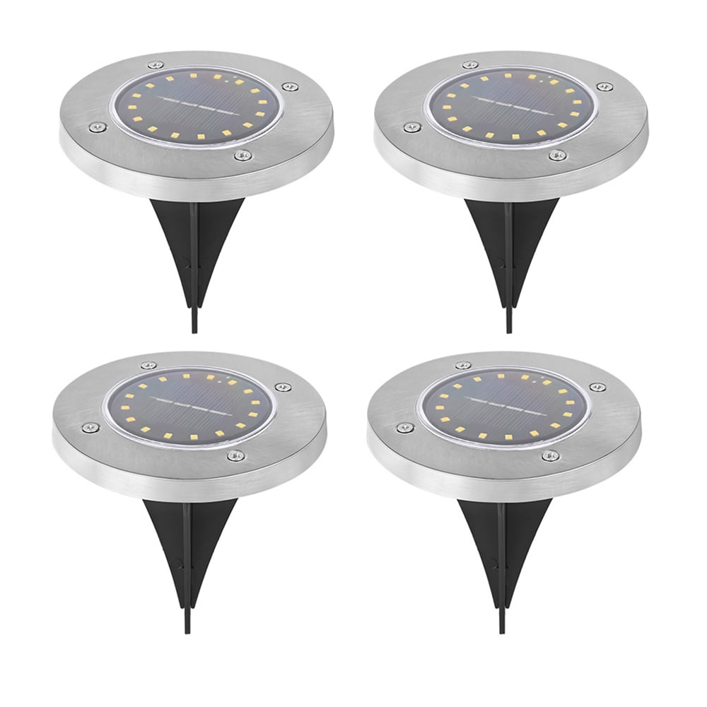 4 Pack Outdoor Solar Disc Lights Waterproof Ground Landscape Lighting