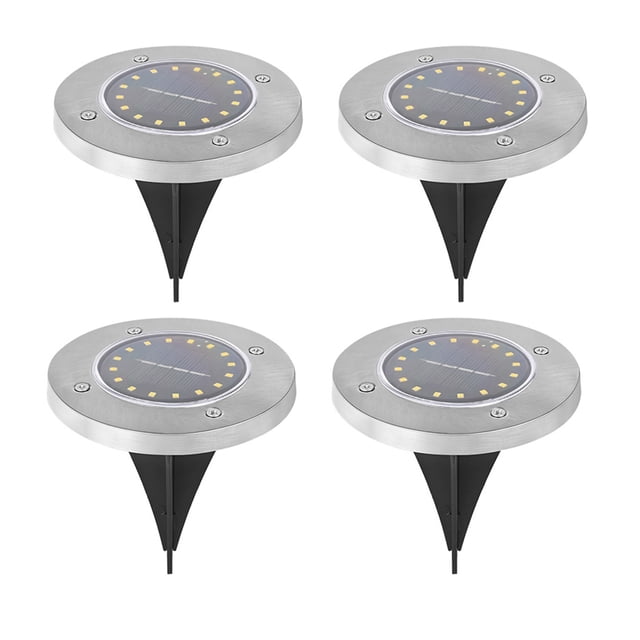 4PCS Solar Ground Light-16LED Luz cálida plateada Adepaton CPB-US-DYP190-10