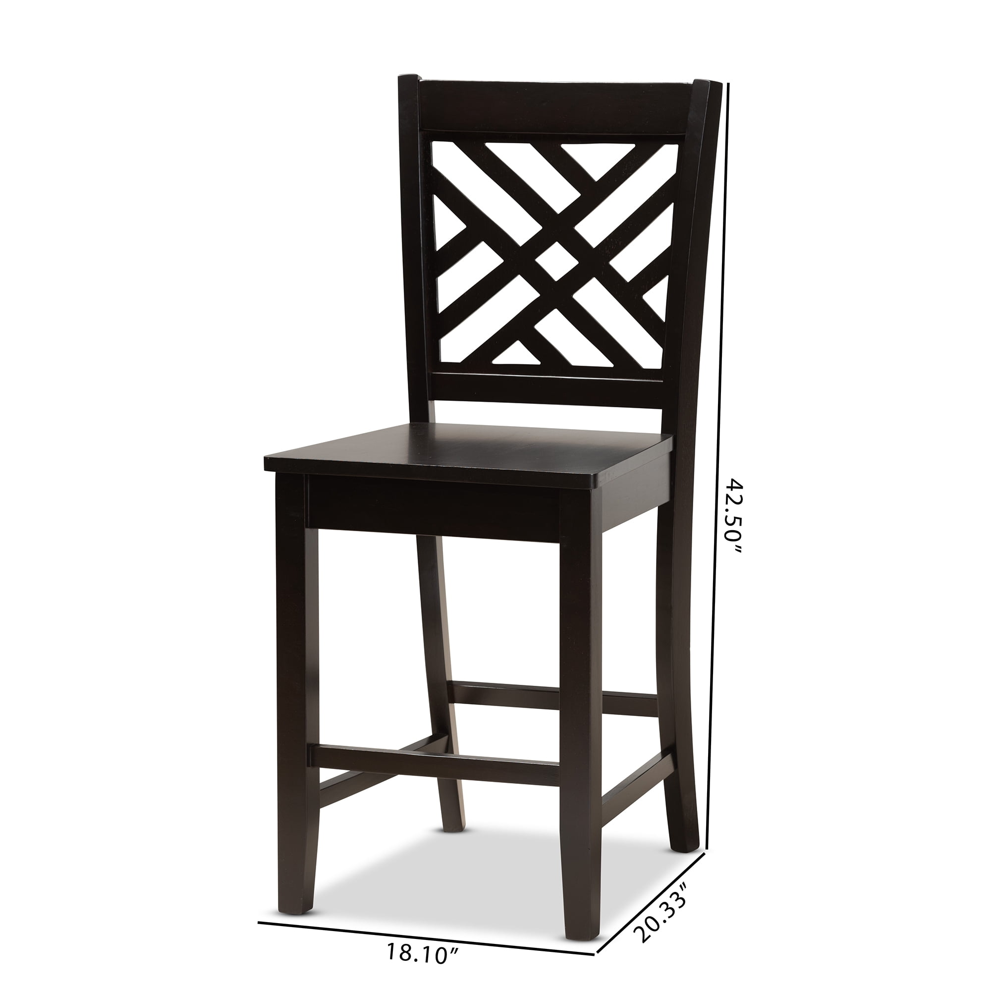 Baxton Studio Caron Modern and Contemporary Transitional Dark Brown Finished Wood 2-Piece Counter Stool Set