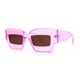 thumbnail image 2 of Womens Razor Blade Geometric Thick Horn Rim Temple Rectangle Sunglasses Pink Brown, 2 of 4