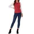 thumbnail image 2 of INSPIRE CHIC Women's Utility Cargo Vest Button Up Faux Suede Sleeveless Jacket L Dull Red, 2 of 6