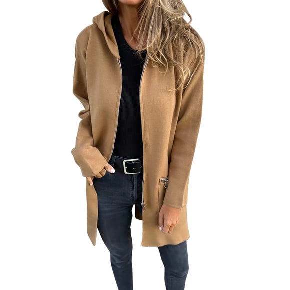 DondPO Trench Coat Women Casual Single Breasted Hooded Jacket 2024 Coat Single Breasted Long Coats for Women Women's Casual Trench Coat Womens Coats Womens Fall Fashion 2024 Brown M Clearance!