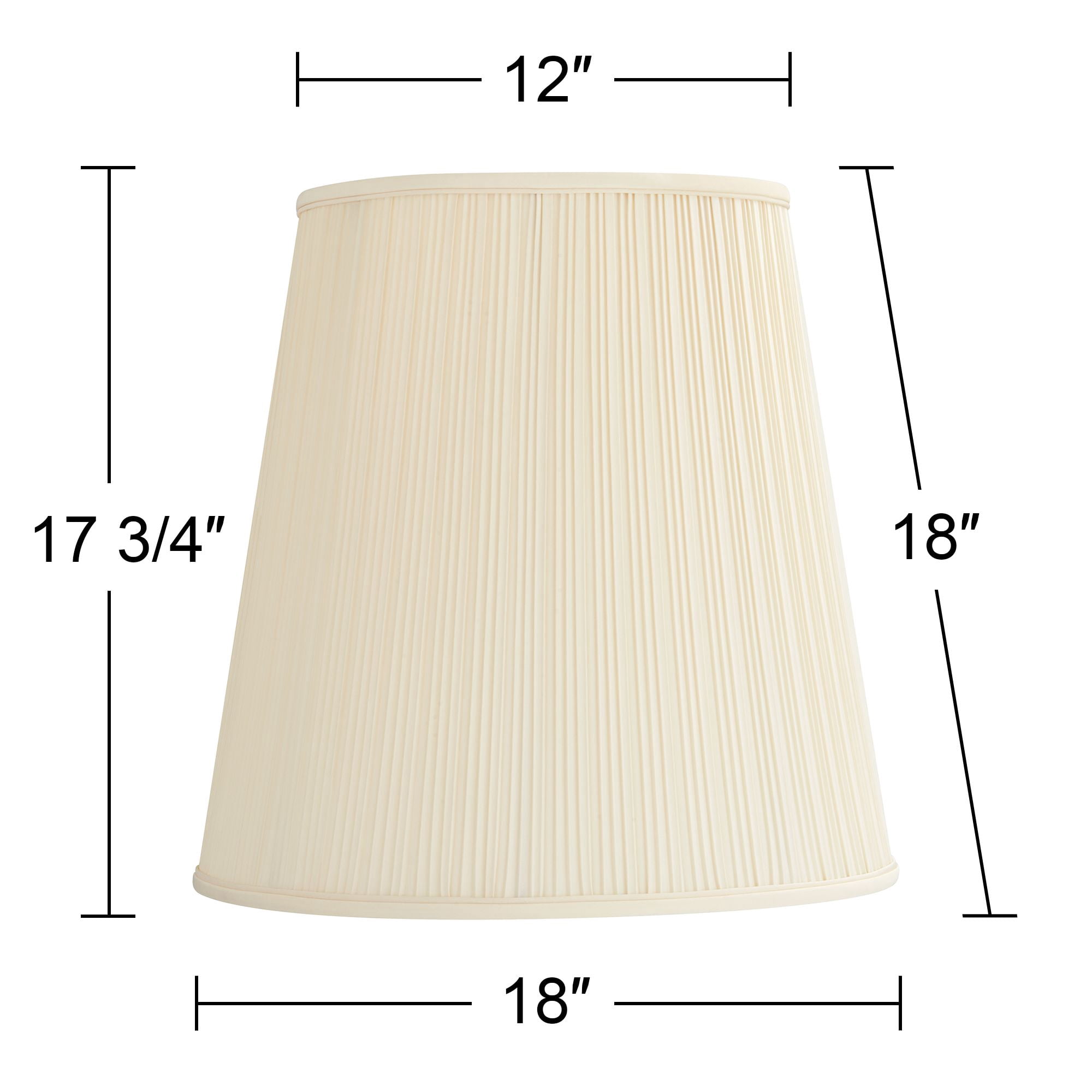Springcrest Set of 2 Pleated Drum Lamp Shades Cream Large 12" Top x 18" Bottom x 18" High Spider with Replacement Harp and Finial