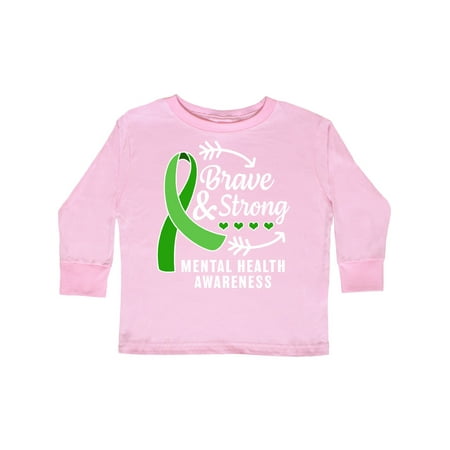

Inktastic Mental Health Awareness Brave and Strong with Arrows Gift Toddler Boy or Toddler Girl Long Sleeve T-Shirt