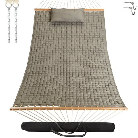 Castaway Living 13 ft. Large Flax Soft Weave Hammock with Detachable Pillow, Free Extension Chains, Tree Hooks & Storage Bag