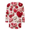 thumbnail image 4 of Womens 3/4 Sleeve Shirt Crewneck Casual Loose Print Valentine's Day Womens T Shirt Tee Tops, 4 of 5