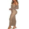 thumbnail image 2 of Élégante Longue Robe Femmes hors Épaule Strass à Manches Longues Coupé Robe Bodycon Mesh Pure Été Printemps Robes d'Automne, 2 of 5