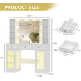thumbnail image 2 of FANRAL Makeup Vanity with Mirror and Lights,Glass Top Vanity Desk with RGB Cabinets,43.5" Large Dressing Table for Women Bedroom,White Vanity, 2 of 7