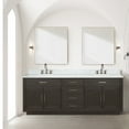 thumbnail image 2 of Shelter 84 in W x 22 in D Brown Oak Double Bath Vanity, Carrara Marble Top and 36 in Mirrors, 2 of 9