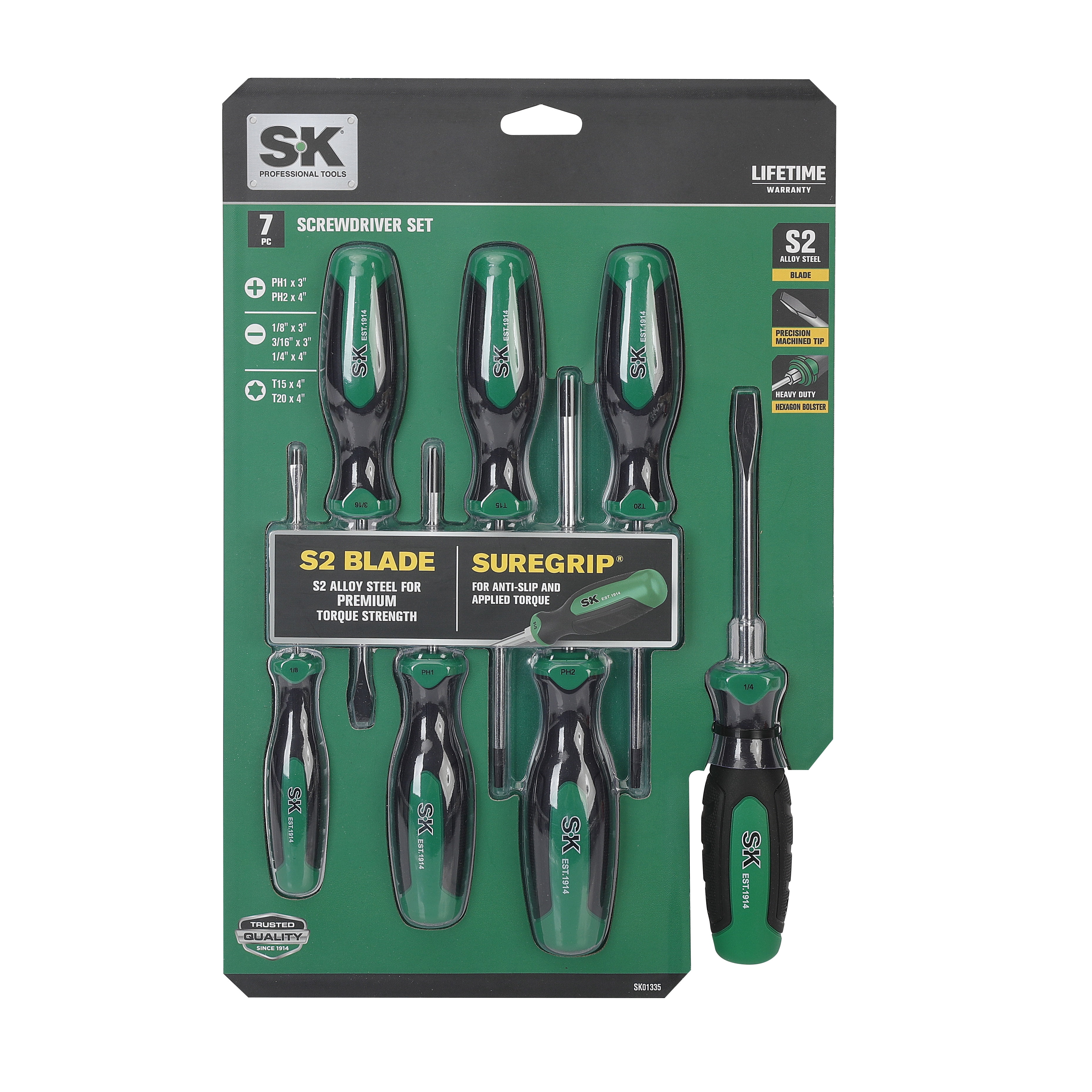 SK Hand Tools SK01335 7 Piece Screwdriver Set with 360 Degree Rotation