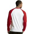 thumbnail image 2 of SLM Men's Long Sleeve Cotton Baseball Raglan Tee Shirt Jersey -White/Red-3XL, 2 of 4