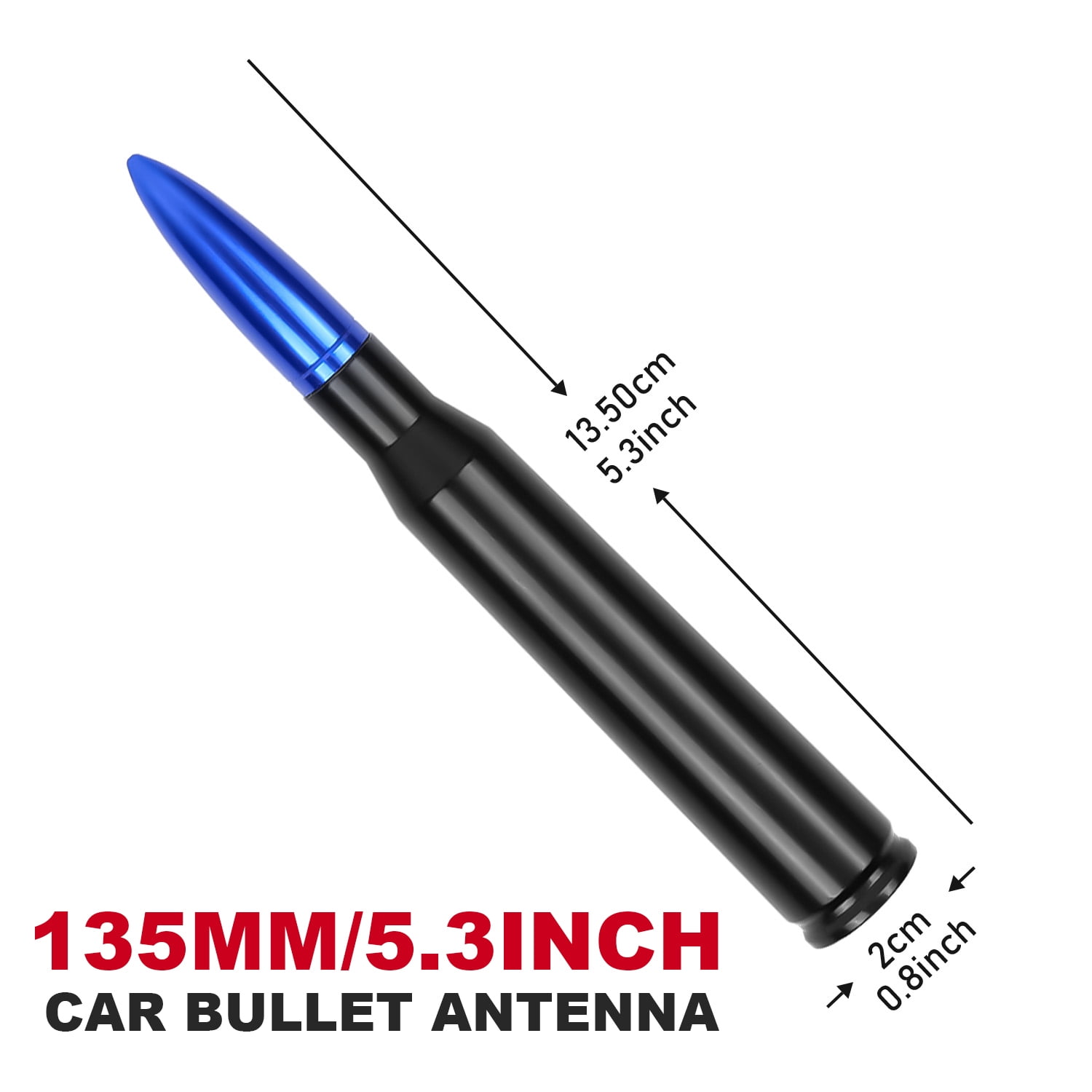 5.3-Inch Aluminum Bullet Antenna,Suitable for Chevrolet Silverado,Ford,Jeep Cfically for Optimizing FM/AM Reception(Blue&Black)