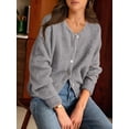 thumbnail image 5 of Gynyvoja Long Sleeve Crewneck Button Down Womens Sweaters Spring Open Front Chunky Cardigan for Women Gray M, 5 of 9