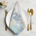 thumbnail image 2 of Ocean Starfish Cloth Napkins, Coastal Corals Mist Blue Beach Rustic Wood Washable and Reusable Dinner Napkins Set of 2, Table Napkin for Kitchen Party Birthday Wedding Hotel Housewarming 20"x20", 2 of 9