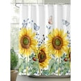thumbnail image 2 of Yellow Farmhouse Sunflower Shower Curtain, Country Butterfly Leaf Bathroom Decor Curtains Set with Hooks, White Waterproof Fabric Home Accessories， 60 X 72 Inch Long, 2 of 6