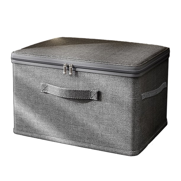 Caja de almacenamiento de tela plegable, cubo con tapa con cremallera, organizador apilable para guardar ropa, ropa de cama, juguetes y mantas.
