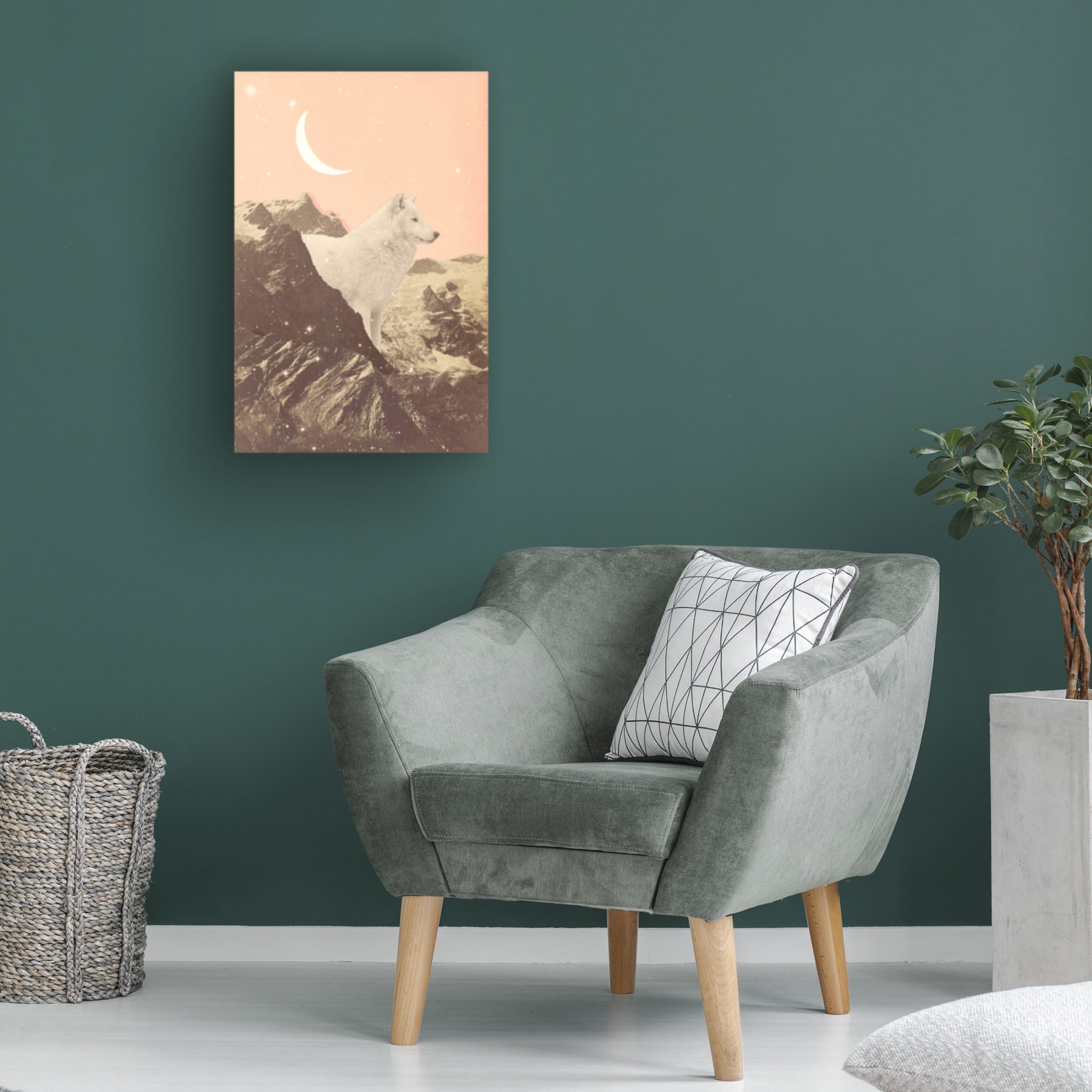 Trademark Fine Art Florent Bodart Giant White Wolf In Mountains Canvas Wall Art