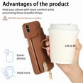 thumbnail image 2 of Compatible for iPhone XS / iPhone X Zipper Wallet Case with Card Holder, Rotation Ring Kickstand Case, PU Leather Card Slots RFID Blocking Protection Phone Case Shockproof Cover, Brown, 2 of 10