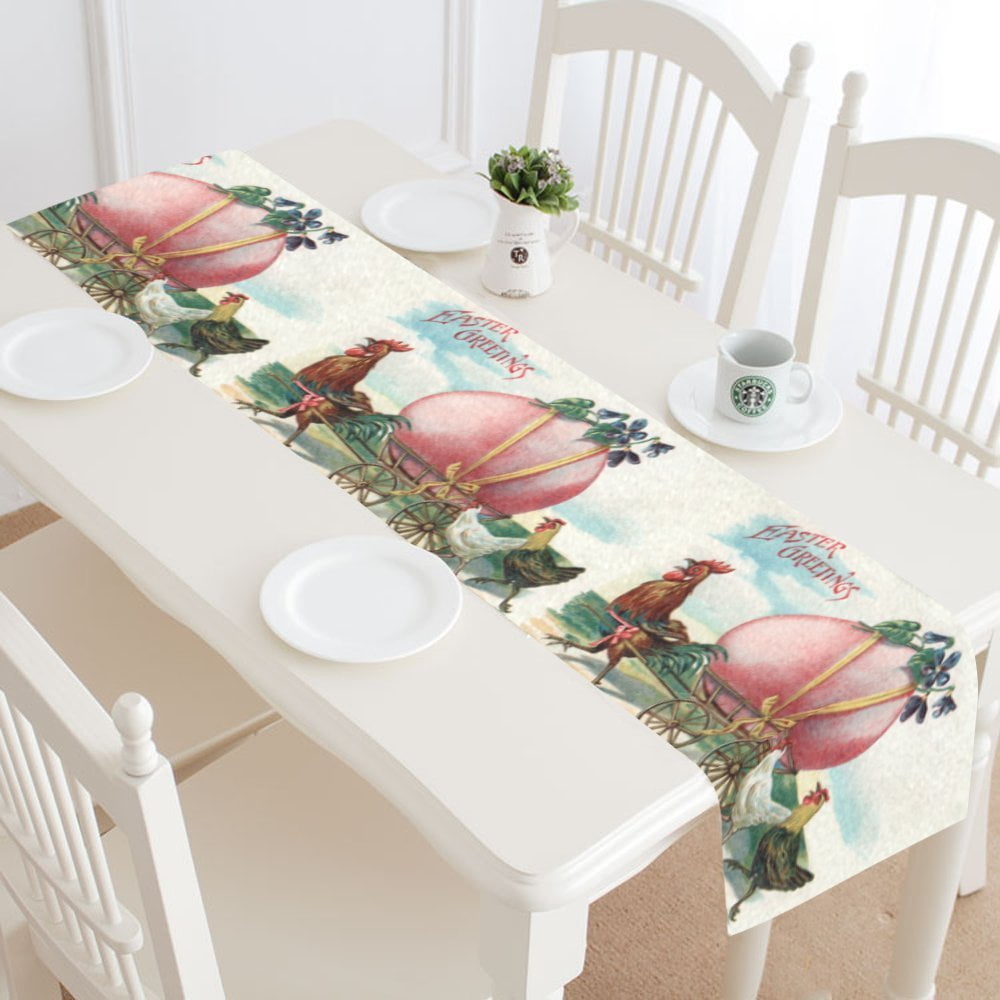 MYPOP Happy Easter Table Runner Home Decor 14x72 Inch,Colorful Easter