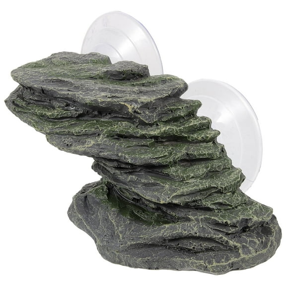 OFFIGAM Black Resin Turtle Basking Platform for Aquarium Decor, Turtle Sunbathing Dock and Reptile Habitat Accessory