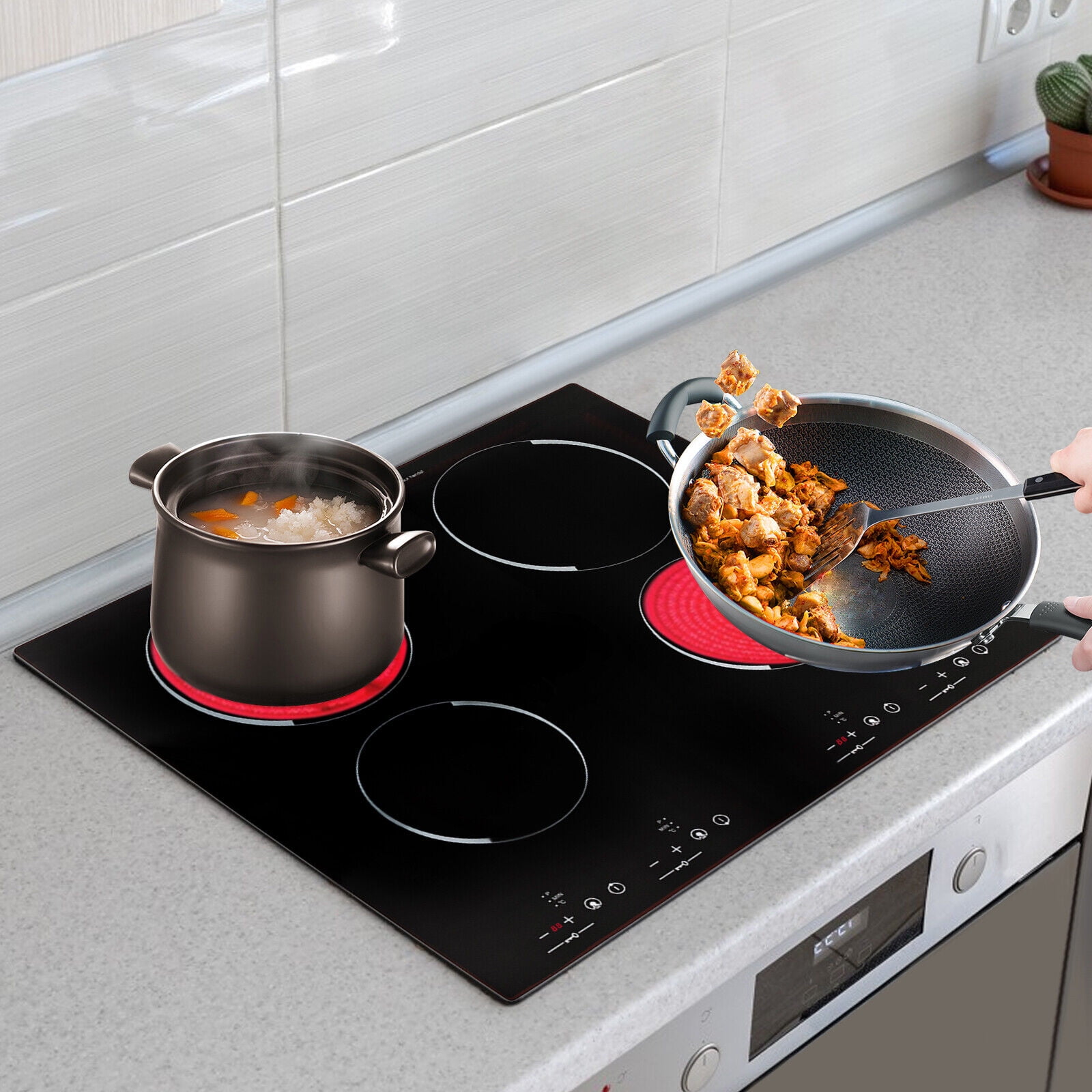 4-Burners Electric Ceramic Cooktop Built-in Cooktop Stove Ceramic Cooking Stove for kitchens, cabins
