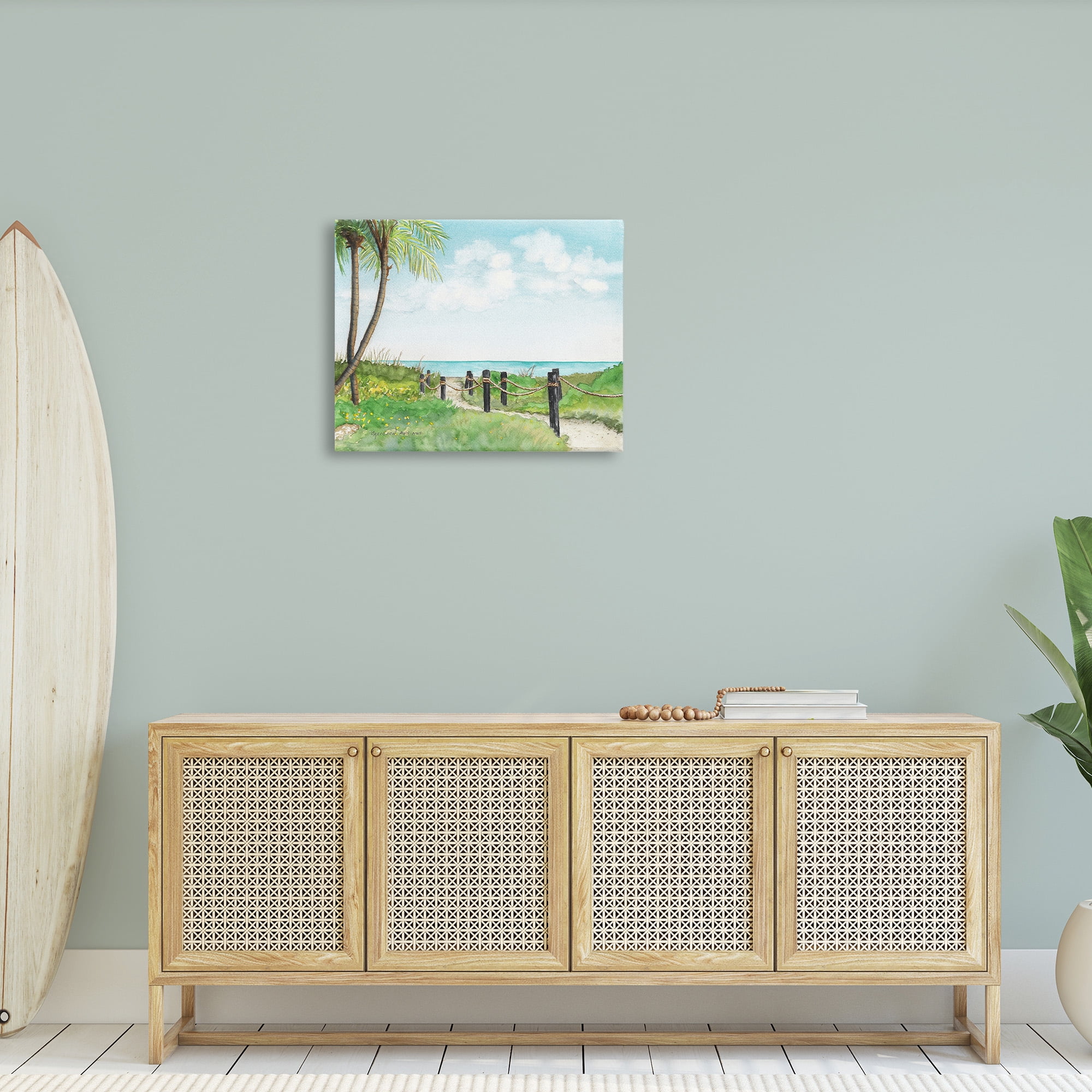 Stupell Industries Tropical Summer Path Landscape Painting Gallery Wrapped Canvas Art Print Wall Art, 30 x 24