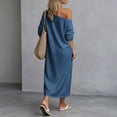 thumbnail image 5 of Guieoi Shift Dresses for Women 2026 Fall Off-Shoulder Long-Sleeve Slit Dress with Pockets Loose-Fit Maxi Casual Dress Blue XS, 5 of 5