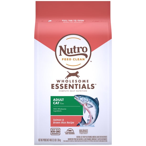 Nutro Salmon/Brown Rice Flavor Kibble Dry Cat Food for Adult, 3 lb. Bag - Walmart.com - Walmart.com