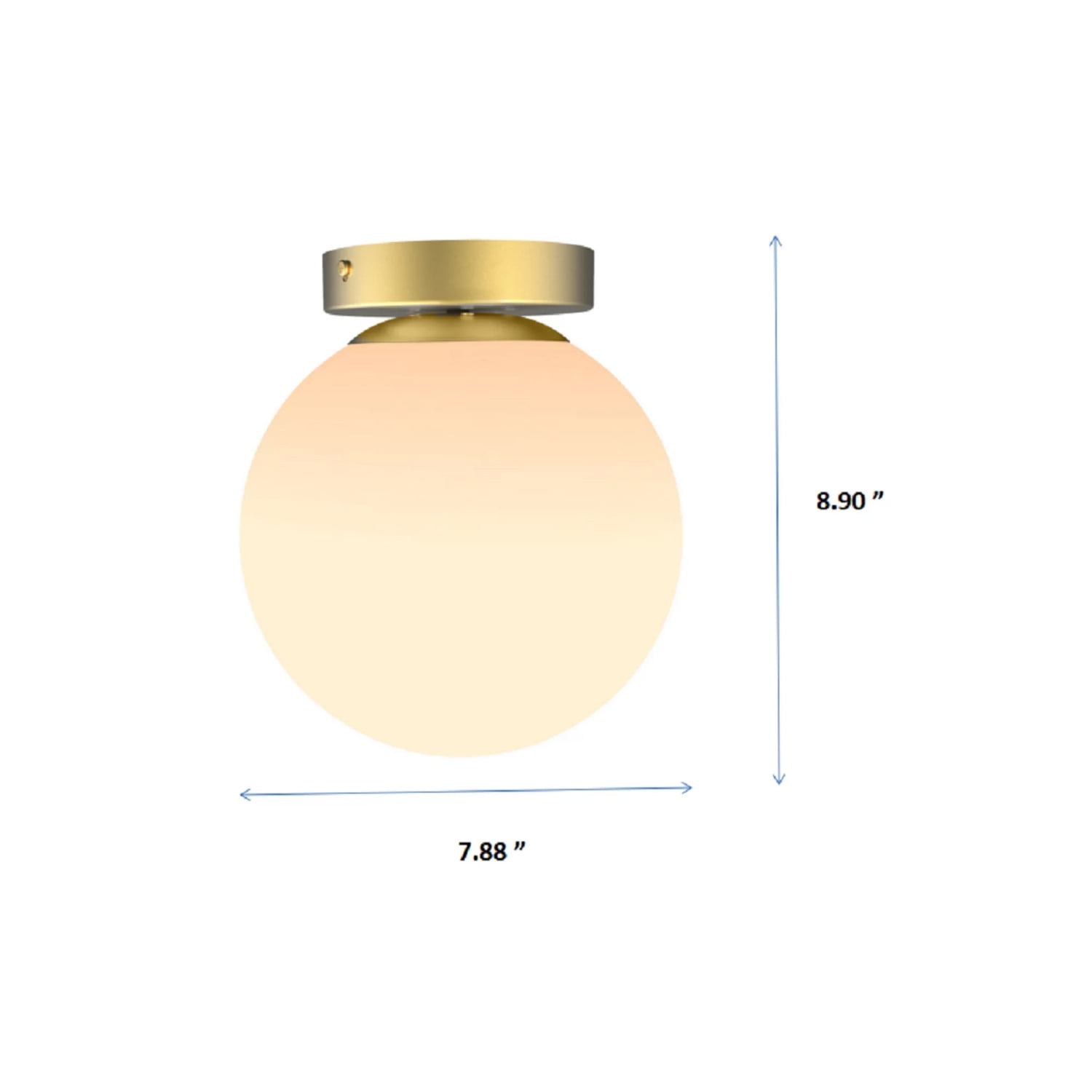 Better Homes & Gardens Frosted Globe Glass Ceiling Light, Brass, Light Bulb Included