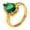 Gold Green, variant on Women's Stainless Steel Vintage Floral Pear Teardrop Cut Green Crystal Ring Silver Plated Dainty Statement Band Size 8