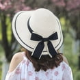 thumbnail image 4 of Women Hat Bow Braided Summer Foldable Sun Protection Cap for Outdoor, 4 of 10