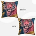 thumbnail image 3 of Haiem Pink Tiger Gold Leaves Print Velvet Soft Solid Decorative Square Throw Pillow Covers Set with Elegant Piping Christmas Cushion Case for Sofa Bedroom Car-20"x20", 3 of 8