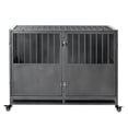 thumbnail image 3 of 48" Heavy Duty Dog Crate, Cage Kennel Metal Pet Playpen with Wheels and Tray, Double Doors Lockable Indoor Dog Kennel, 3 of 9