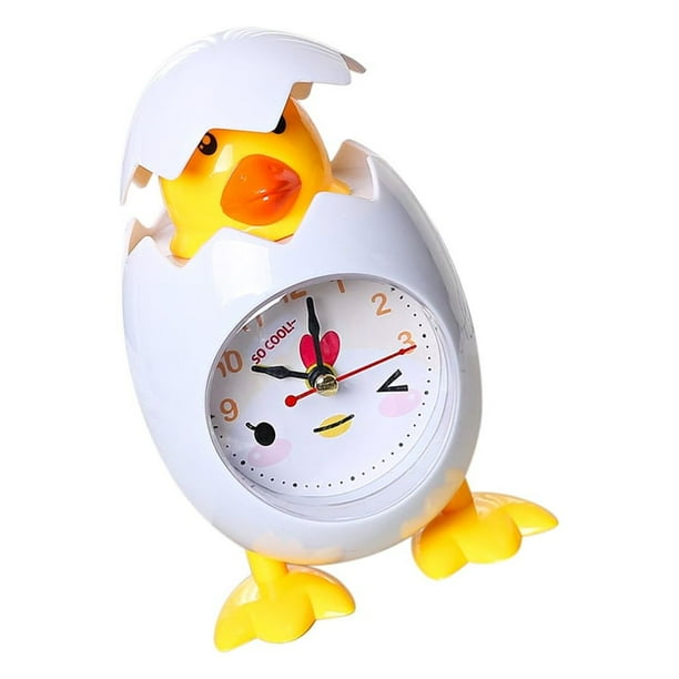 Toystoory Lindo reloj despertador de cáscara de huevo alimentado por que no hace tictac relojes de noche de moda Mini reloj adornos dormitorio Type2 NO2