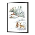 thumbnail image 3 of Designart 'Two Deers With Winter Cottage' Farmhouse Framed Canvas Wall Art Print, 3 of 5