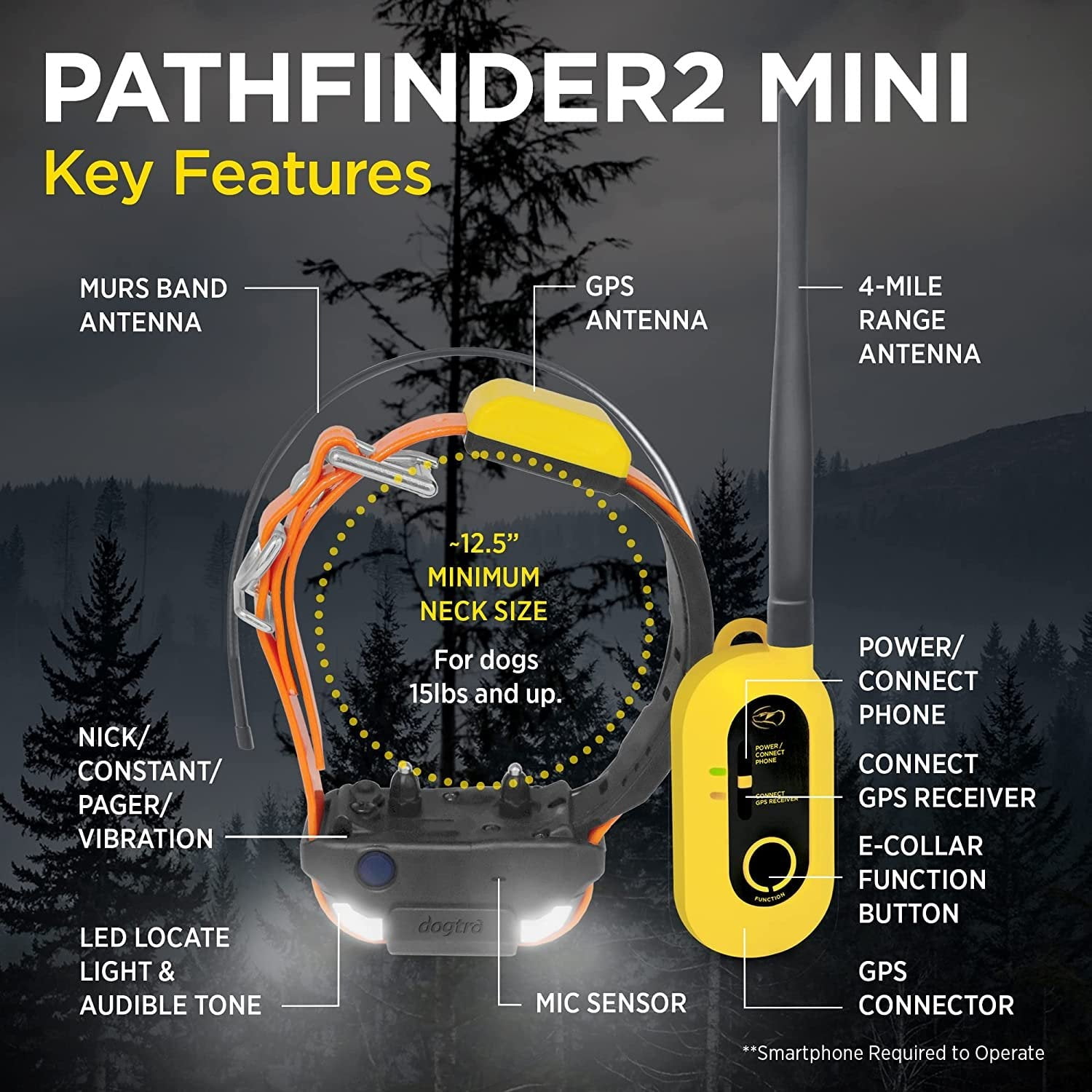 Dogtra PF2 MINI RX GREEN Mini Additional GPS Dog Tracking & Dog Training Collar, Green