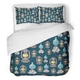 thumbnail image 1 of ABPHQTO Juego de ropa de cama de 3 piezas Patrón marroquí plateado Lámparas mágicas brillantes en la funda de edredón con fecha plateada azul oscuro con 2 fundas de almohada, 1 of 1