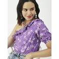 thumbnail image 4 of Moomaya Womens Printed Crop Top, One Shoulder Cotton Casual Summer Top, 4 of 8
