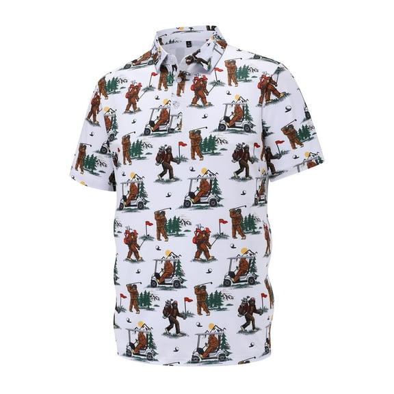 Polo Tees for Men Snow Golf Print Short Sleeve Polo Shirt Lightweight Casual Top Slim Fit T Shirts for Man