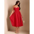 thumbnail image 5 of Red Spaghetti Strap Sweetheart Neck Fit & Flare Midi Dress, 5 of 30