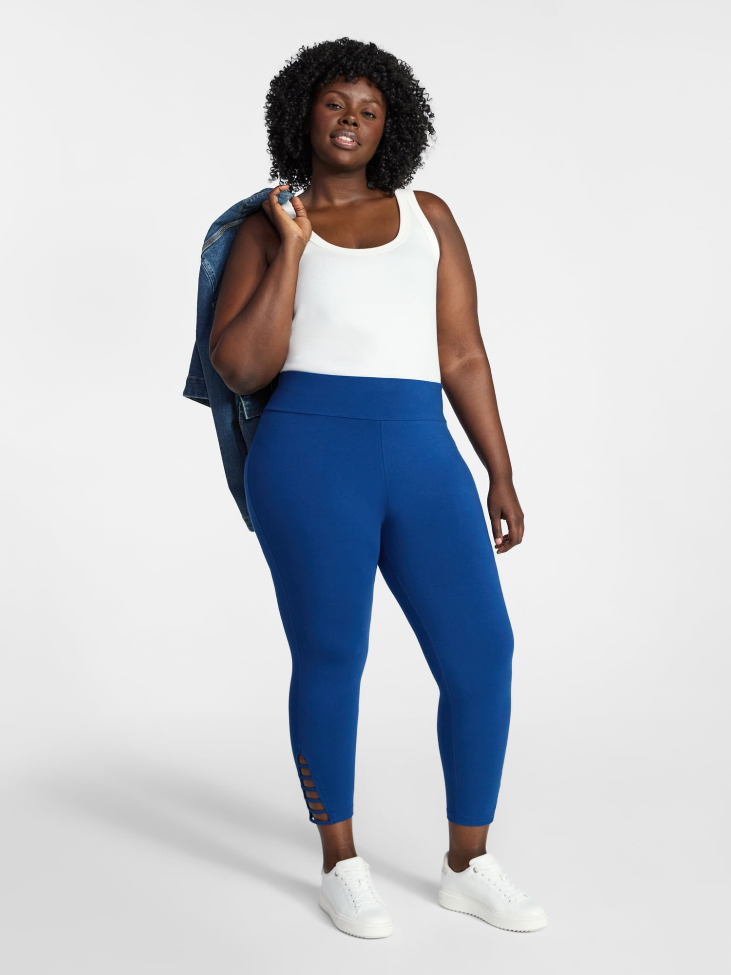 Terra & Sky Women's Plus Size Capri Ladder Leggings, 22" Inseam, Sizes 0X-5X