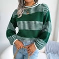 thumbnail image 7 of hotojiny Womens Fall Sweaters Fashion Striped Crew Neck Knit Pullover Casual Loose Long Sleeve Tops Streetwear S-L, 7 of 7