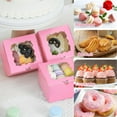 thumbnail image 5 of 50 Pcs 4X4X2.5" Pink Cookie Boxes with Window, Bakery Boxes, Small Treat Boxes, 5 of 7